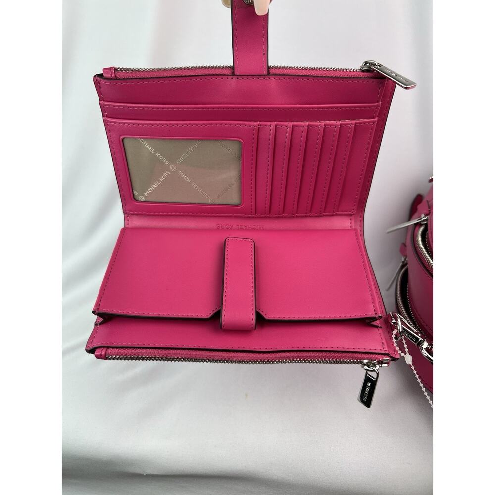 MK Set NWOT Jaycee Ombre Backpack & Jet Set Large Wristlet Dragonfruit Pink $766 - Picture 13 of 16